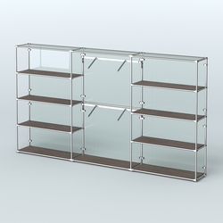 Торговая система ХРОМ (задняя стенка - стекло) 3600 мм с полками ДСП и поручнями №6, Дуб Венге