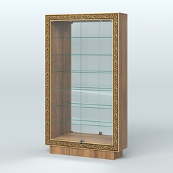 Низкая витрина с декором и узкими полками НБА-11, Орех