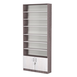 Стеллаж из ДСП с 6-ю полками 250x900 мм серии LEVEL-6 №11 (З/C - ДВП), Ясень Анкор темный + Ясень Анкор светлый