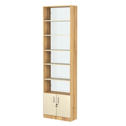 Стеллаж из ДСП с 5-ю полками 250x600 мм серии LEVEL-5 №4-1 (З/C - СТЕКЛО), Дуб Золотистый и Крем Вайс