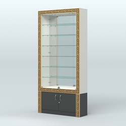 Витрина пристенная с декором №ВБА-32, Белый и Черный