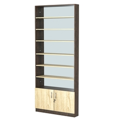 Стеллаж из ДСП с 6-ю полками 150x900 мм серии LEVEL-6 №9-2 (З/C - ЗЕРКАЛО), Дуб Венге + Дуб Сонома