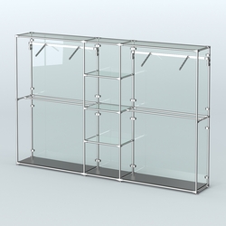 Торговая система ХРОМ (задняя стенка - стекло) 3030 мм с прозрачными полками и поручнями №12, Черный