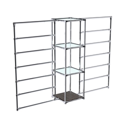 Хромированное вешало ГОРИЗОНТ №2-1 с полками стекло 6мм, Дуб Венге