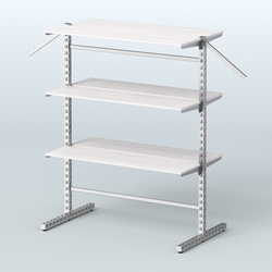 Система ЭЛЕГАНТ островная с шестью прямыми полками из ДСП №17а, Ясень Анкор светлый