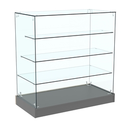 Прилавок Истра со стеклянными полками расположен-ными "лесенкой" №3 (открытый), Темно-Серый