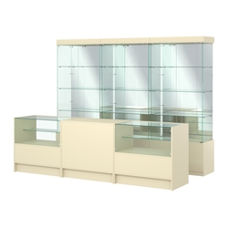 Комплект стеклянных витрин ИС-03 и прилавков ЭК-3, Крем Вайс