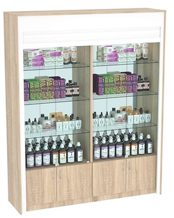 Торговая витрина двухсекционная с рольставнями ЭКДВ-300-3, Дуб сонома