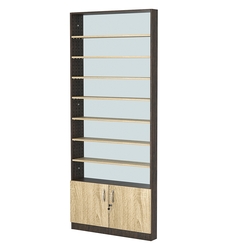 Стеллаж из ДСП с 7-ю полками 100x900 мм серии LEVEL-7 №8-2 (З/C - ЗЕРКАЛО), Дуб Венге + Дуб Сонома