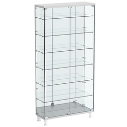 Витрина РОНДО №3-6 на ножках (задняя стенка зеркало), Серый