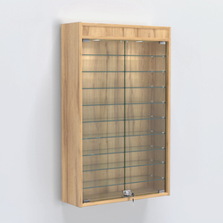 Витрина настенная №202-7А высокая с девятью полками и подсветкой, Дуб Золотистый