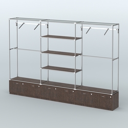 Торговая система ХРОМ без ДСП 3600 мм с тумбами Т15, полками ДСП и поручнями №6, Дуб Венге