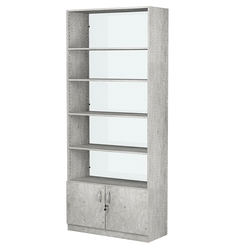 Стеллаж из ДСП с 4-мя полками 350x900 мм серии LEVEL-4 №13-1 (З/C - СТЕКЛО), Метрополитан Грей