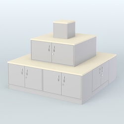 Островок-пирамида с накопителями для торговых центров №2, Серый + Крем Вайс