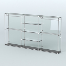 Торговая система ХРОМ (задняя стенка - стекло) 3600 мм с зеркальными полками и поручнями №2, Черный