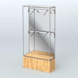 Торговая система ХРОМ (задняя стенка - зеркало) 1200 мм №3-1 с тумбой Т-11 и поручнями, Дуб Золотистый