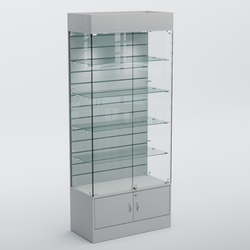 Витрина СЕТЬ №2-П с экономпанелью и полками, Серый