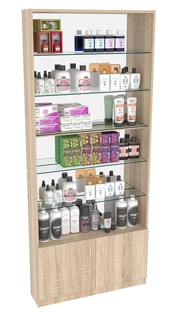 Витрина СЭСП-О №1-200 (З/C - Зеркало) со стеклянными полками, Дуб сонома