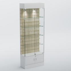 Витрина СЕТЬ №5-П с экономпанелью и полками, Белый + Дуб Сонома