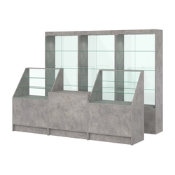 Комплект витрин ЭК-02 и прилавков ЭК-7, Бетон Чикаго светло-серый F186 ST9