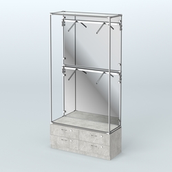 Торговая система ХРОМ (задняя стенка - зеркало) 1200 мм №3-2 с тумбой Т-14 и поручнями, Метрополитан Грей