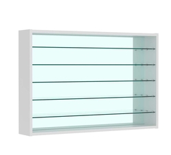 Витрина настенная №3-6Г открытая зеркальная с пятью полками из стекла, Серый