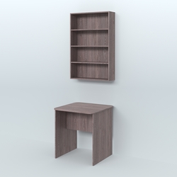 Распаковочный квадратный стол с антресолью для аптеки Р-01, Ясень Анкор темный