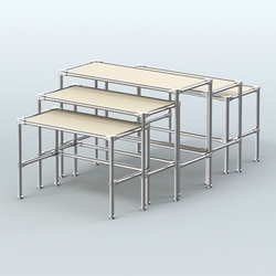 Комплект столов №2-4 с полками ДСП 16мм, Крем Вайс