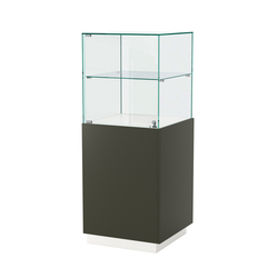 Витрина ювелирная квадратная "Диаманд" №8, ЛДСП белый + МДФ черный