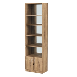 Стеллаж из ДСП с 4-мя полками 350x600 мм серии LEVEL-4 №6-2 (З/C - ЗЕРКАЛО), Дуб Канзас коричневый