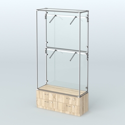 Торговая система ХРОМ (задняя стенка - стекло) 1200 мм №3-2 с тумбой Т-14 и поручнями, Дуб Сонома