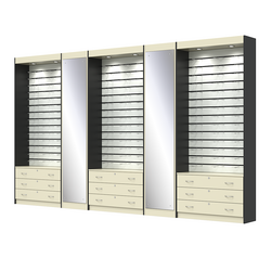 Комплект витрин под очки №11+1+11+1+11 (открытый доступ), Крем Вайс + Черный