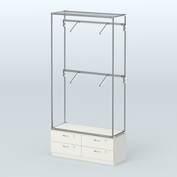 Торговая система ХРОМ без ДСП 1200 мм №3-2 с тумбой Т-14 и поручнями, Белый