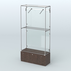 Торговая система ХРОМ (задняя стенка - стекло) 1200 мм №4-1 с тумбой Т-11 и поручнями, Дуб Венге