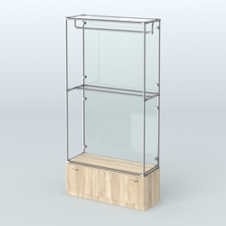 Торговая система ХРОМ (задняя стенка - стекло) 1200 мм №1-1 с тумбой Т-11 и поручнями, Дуб Сонома