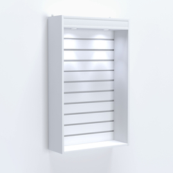 Витрина настенная №202-2В с верхней подсветкой и эконом панелью, Белый