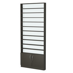 Стеллаж из ДСП с 10-ю полками 100x900 мм серии LEVEL-10 №8-1 (З/C - СТЕКЛО), Черный