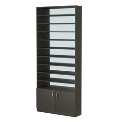 Стеллаж из ДСП с 9-ю полками 250x900 мм серии LEVEL-9 №11-2 (З/C - ЗЕРКАЛО), Черный