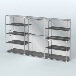 Торговая система ХРОМ (задняя стенка - зеркало) 3600 мм с тонированными полками и поручнями №1, Черный