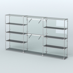 Торговая система ХРОМ (задняя стенка - стекло) 3600 мм с тонированными полками и поручнями №6, Темно-Серый