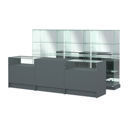 Комплект низких витрин ХП-07 и прилавков ЭК-2, Темно-Серый