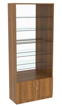 Витрина СЭСП-О №1-400 (З/C - Зеркало) со стеклянными полками, Орех