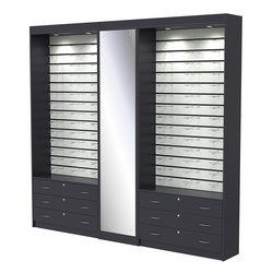 Комплект витрин под очки №11+1+11 (открытый доступ), Антрацит