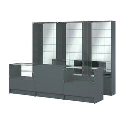 Комплект витрин с регулировочными полками NE-6 №12-2 и прилавков ЭК-3, Темно-Серый