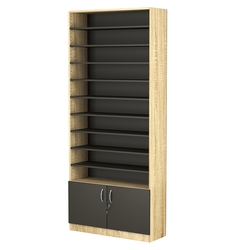 Стеллаж из ДСП с 9-ю полками 300x900 мм серии LEVEL-9 №12 (З/C - ДВП), Дуб Сонома + Черный