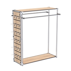 Хромированный стенд-вешало ETD-38 №1-3 (торец-ЭП) с полками ДСП 16мм, Дуб Сонома
