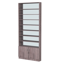 Стеллаж из ДСП с 8-ю полками 150x900 мм серии LEVEL-8 №9-2 (З/C - ЗЕРКАЛО), Ясень Анкор темный