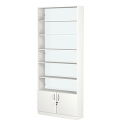 Стеллаж из ДСП с 5-ю полками 250x900 мм серии LEVEL-5 №11-1 (З/C - СТЕКЛО), Белый