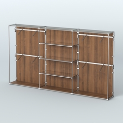 Торговая система ХРОМ (задняя стенка - ДСП) 3600 мм с зеркальными полками и поручнями №5, Орех