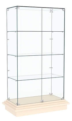 Витрина с хромированным замком ЗИККУРАТ №5, Крем Вайс